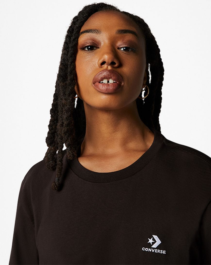 Women's Converse Go-To Embroidered Star Chevron Standard Fit T-Shirts Brown | AU C3860N